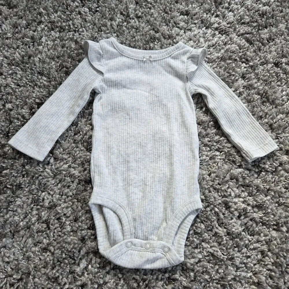 Carter's 5pc Baby 6M Ribbed Long Sleeve Cotton Snap Bodysuits